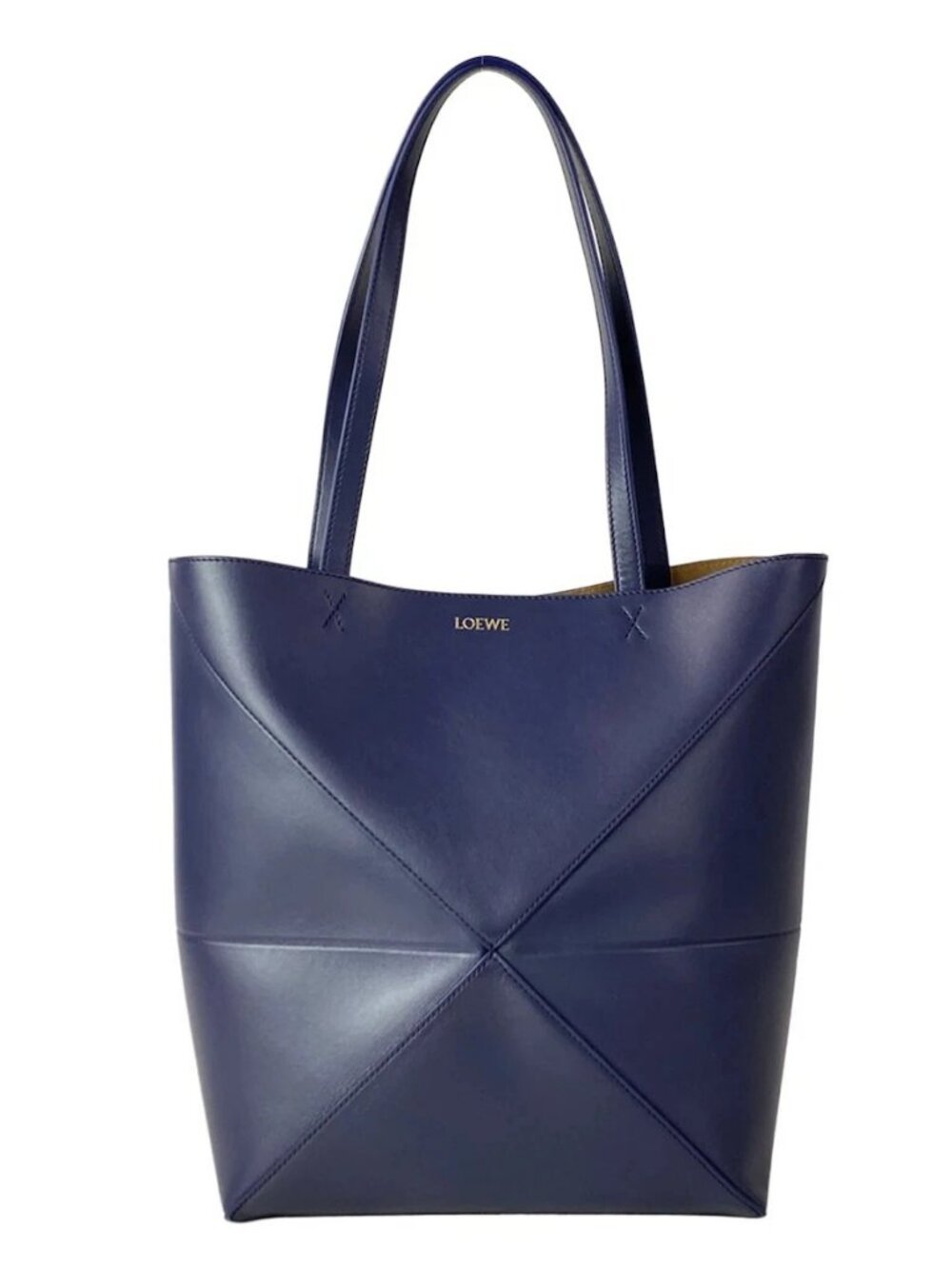 LOEWE Puzzle Fold Tote Medium A657G50X01 Abyss Blue (Dark Navy) Shiny Calfskin